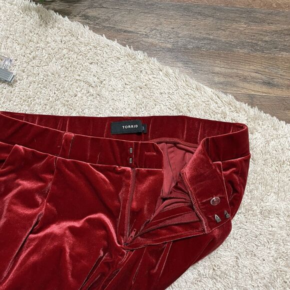 Torrid Size 18 Tall Red Velvet High-Rise Relaxed Tapered Straight Leg Pants - Picture 7 of 7